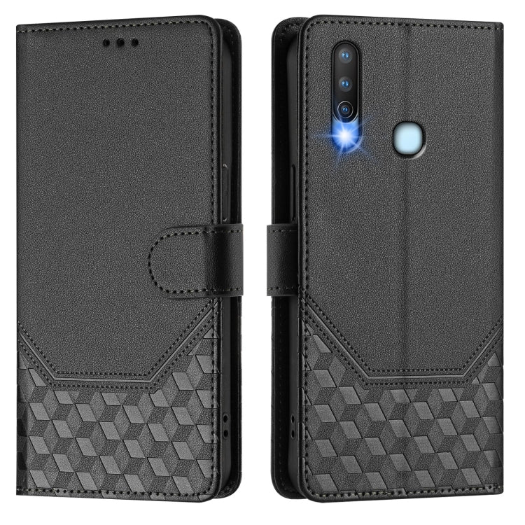For vivo Y17 / Y15 / Y12 / Y11 Honeycomb Embossing RFID Leather Phone Case