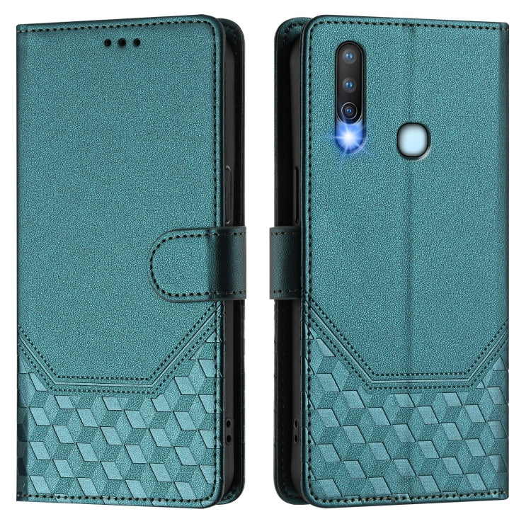For vivo Y17 / Y15 / Y12 / Y11 Honeycomb Embossing RFID Leather Phone Case