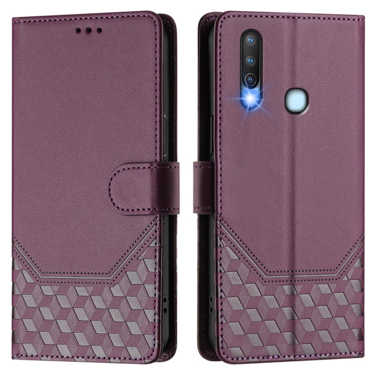 For vivo Y17 / Y15 / Y12 / Y11 Honeycomb Embossing RFID Leather Phone Case