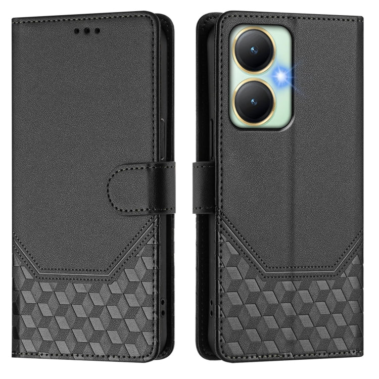 For vivo Y27 4G 2023 Global Honeycomb Embossing RFID Leather Phone Case