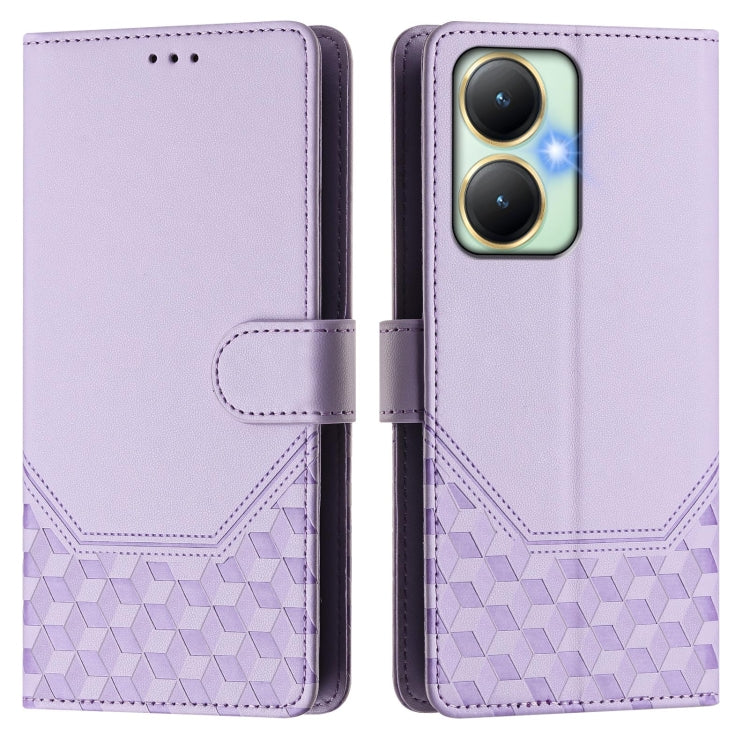 For vivo Y27 4G 2023 Global Honeycomb Embossing RFID Leather Phone Case