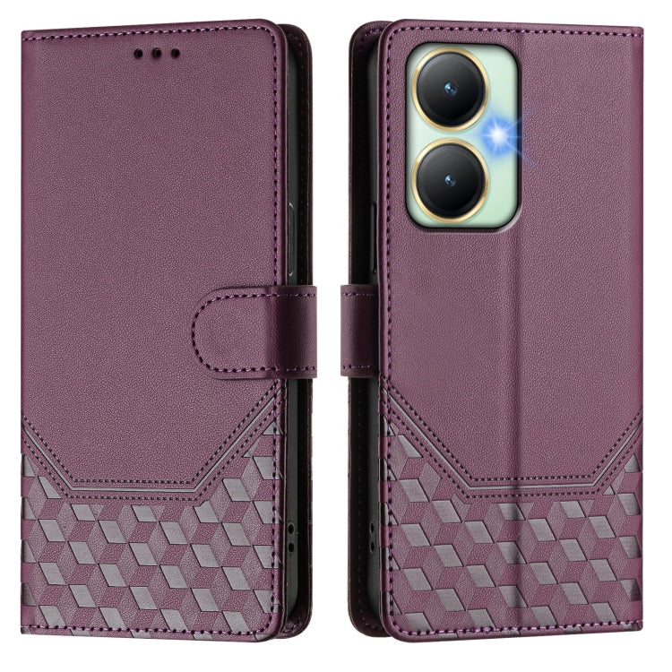 For vivo Y27 4G 2023 Global Honeycomb Embossing RFID Leather Phone Case