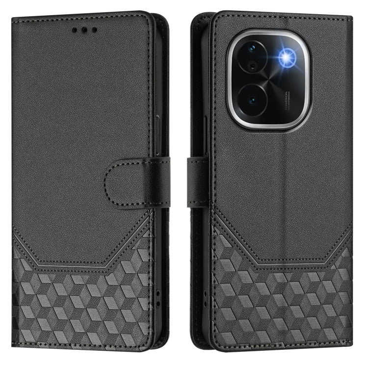 For vivo iQOO Z9s Pro 5G / T3 Pro 5G India Honeycomb Embossing RFID Leather Phone Case