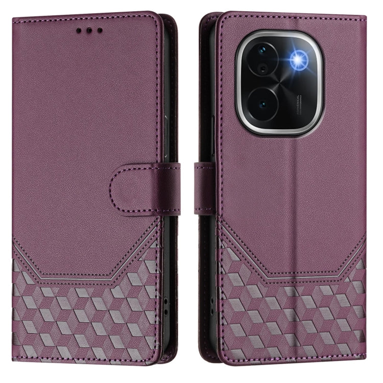 For vivo iQOO Z9s Pro 5G / T3 Pro 5G India Honeycomb Embossing RFID Leather Phone Case
