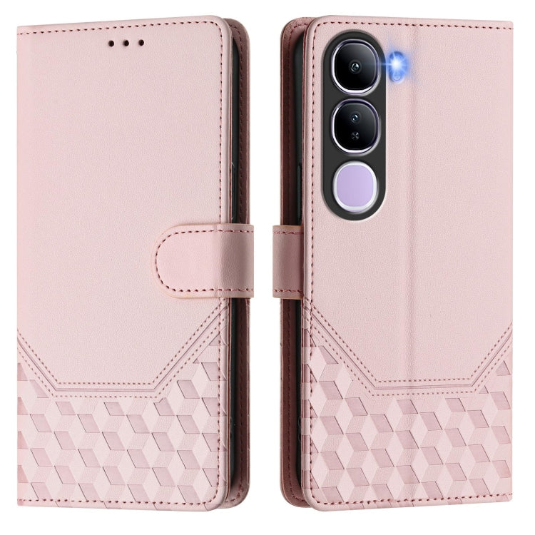 For vivo V40 Lite 5G IDN Honeycomb Embossing RFID Leather Phone Case