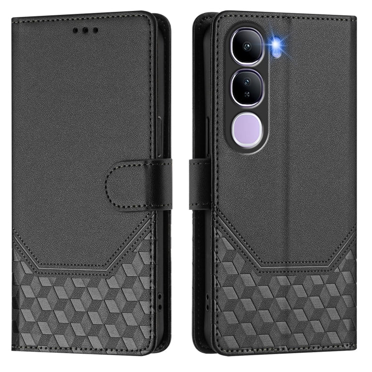 For vivo V40 Lite 5G IDN Honeycomb Embossing RFID Leather Phone Case