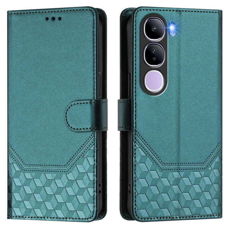 For vivo V40 Lite 5G IDN Honeycomb Embossing RFID Leather Phone Case
