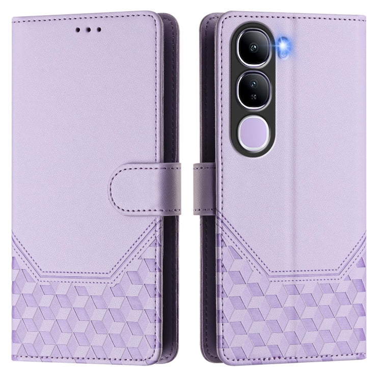 For vivo V40 Lite 5G IDN Honeycomb Embossing RFID Leather Phone Case