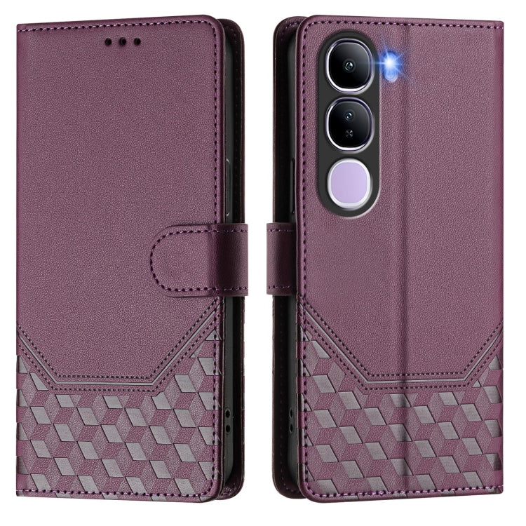 For vivo V40 Lite 5G IDN Honeycomb Embossing RFID Leather Phone Case