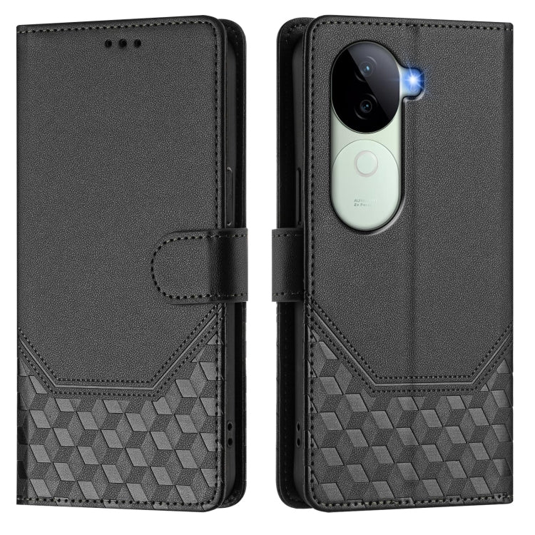 For vivo iQOO Z9s 5G / V40e 5G India Honeycomb Embossing RFID Leather Phone Case