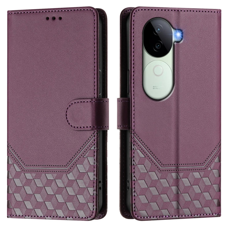 For vivo iQOO Z9s 5G / V40e 5G India Honeycomb Embossing RFID Leather Phone Case