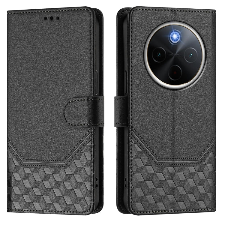 For vivo Y300 Pro Honeycomb Embossing RFID Leather Phone Case