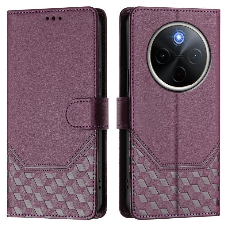 For vivo Y300 Pro Honeycomb Embossing RFID Leather Phone Case