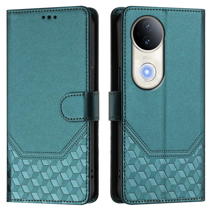 For vivo S20 5G Honeycomb Embossing RFID Leather Phone Case