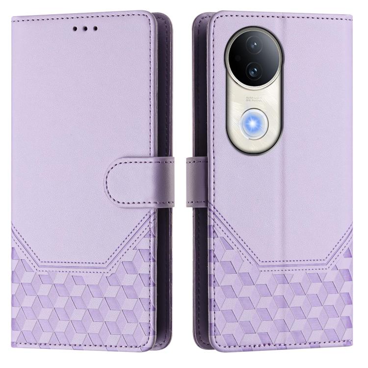 For vivo S20 5G Honeycomb Embossing RFID Leather Phone Case