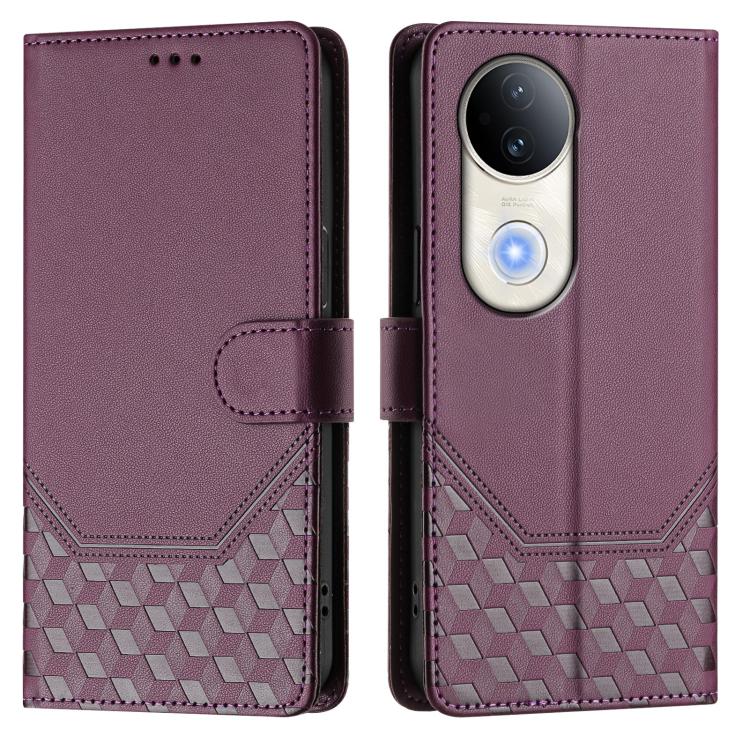 For vivo S20 5G Honeycomb Embossing RFID Leather Phone Case