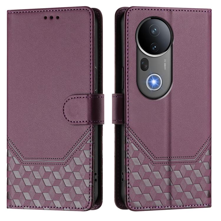For vivo S20 Pro 5G Honeycomb Embossing RFID Leather Phone Case