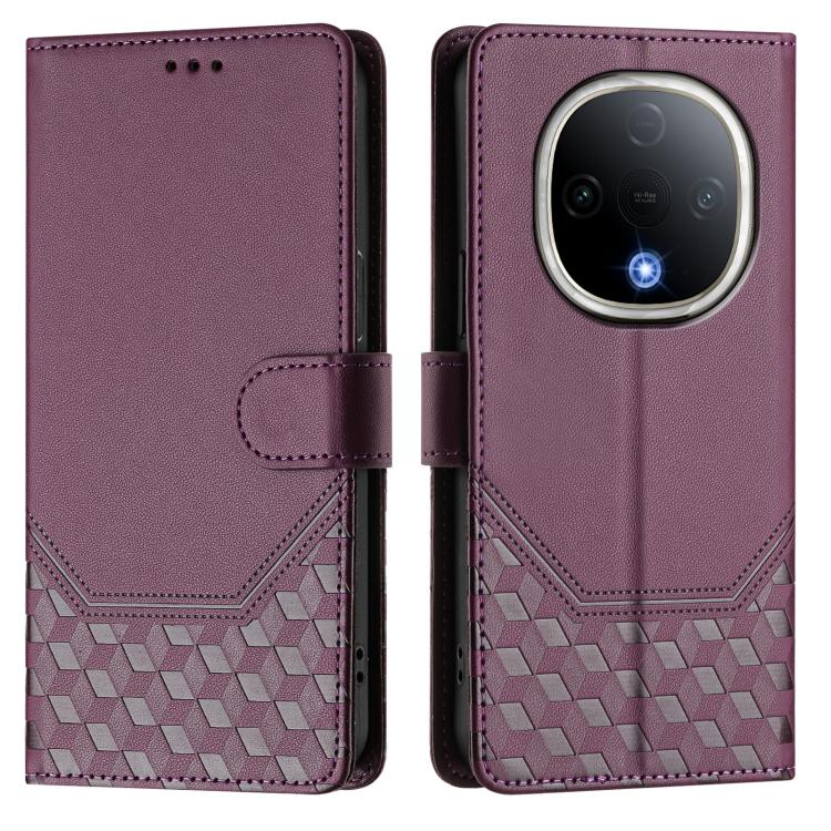 For vivo Y300 5G Honeycomb Embossing RFID Leather Phone Case