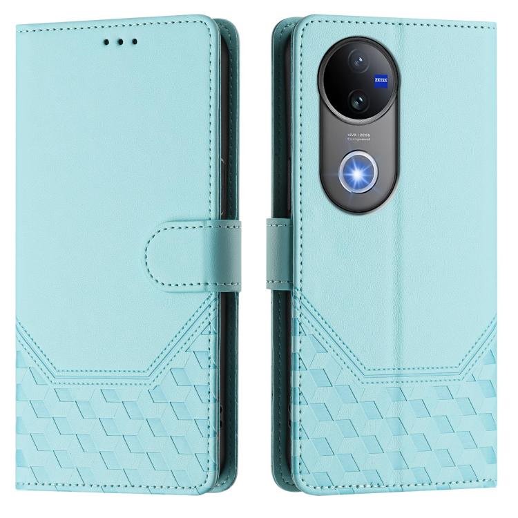For vivo V50 5G Global Honeycomb Embossing RFID Leather Phone Case