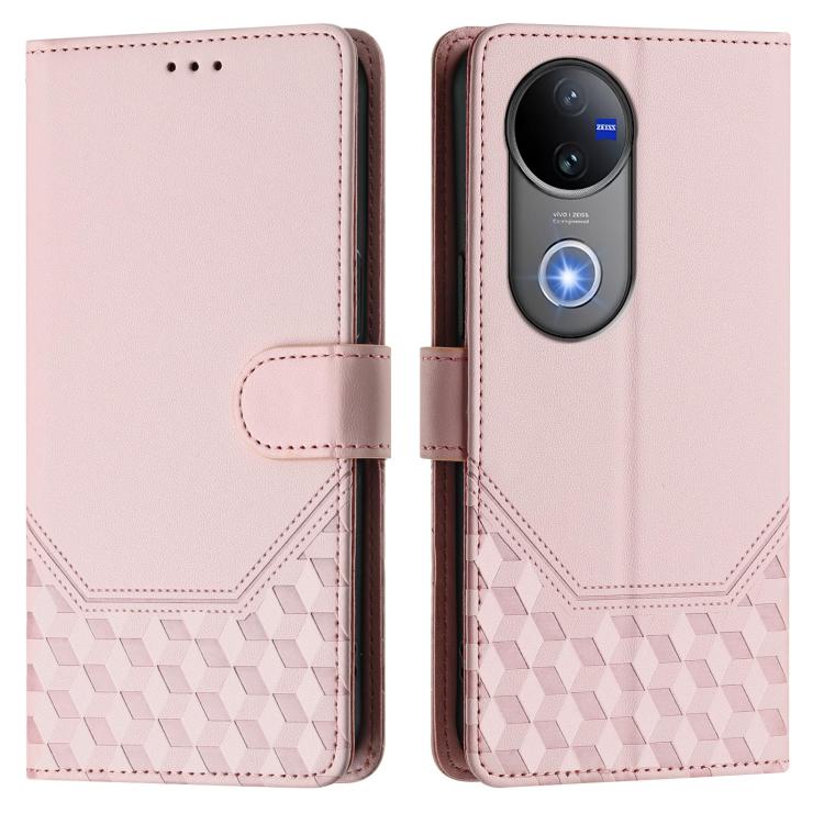For vivo V50 5G Global Honeycomb Embossing RFID Leather Phone Case