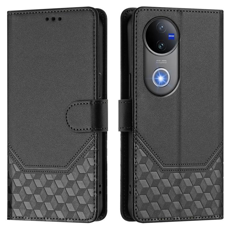 For vivo V50 5G Global Honeycomb Embossing RFID Leather Phone Case