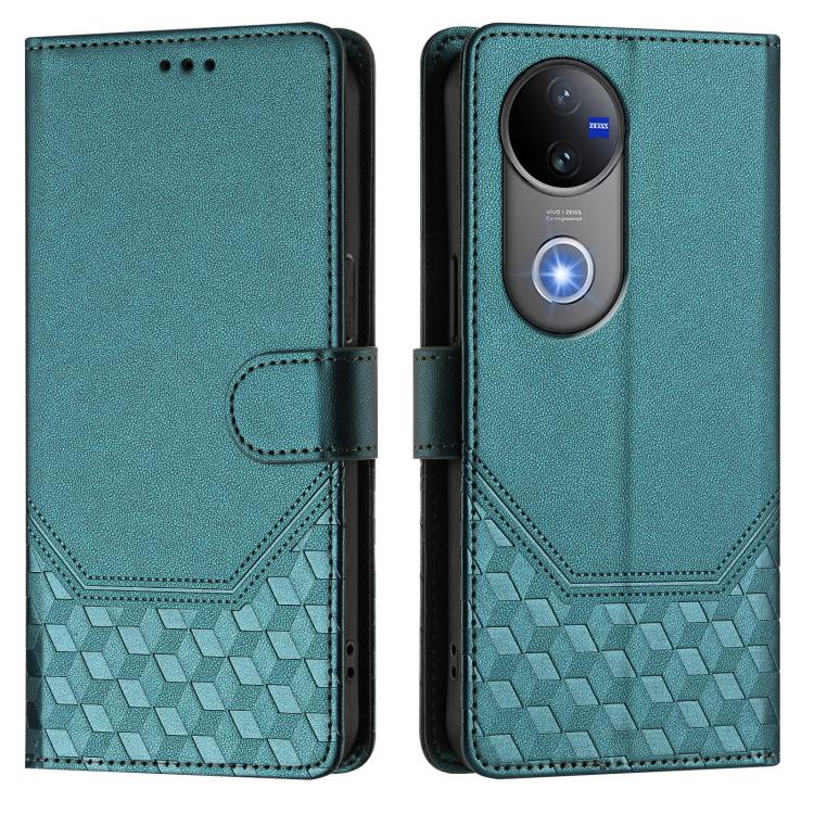 For vivo V50 5G Global Honeycomb Embossing RFID Leather Phone Case