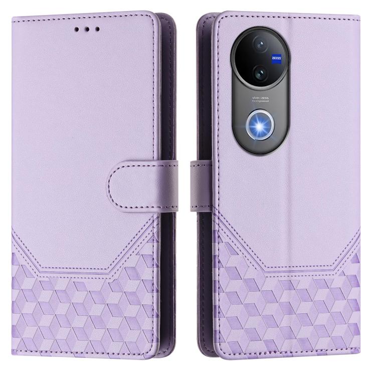 For vivo V50 5G Global Honeycomb Embossing RFID Leather Phone Case