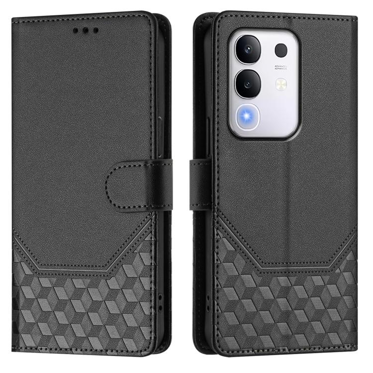 For vivo Y29 4G Global Honeycomb Embossing RFID Leather Phone Case