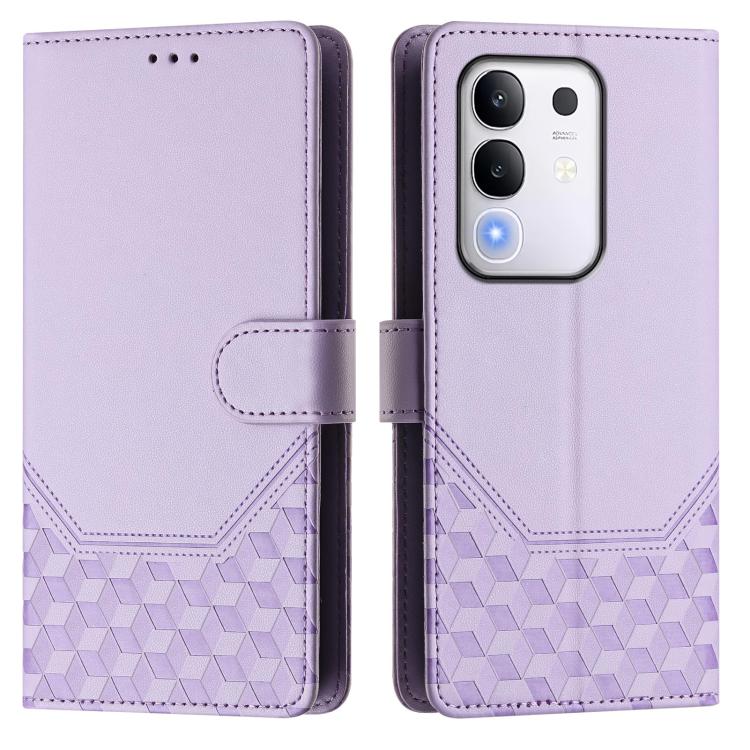 For vivo Y29 4G Global Honeycomb Embossing RFID Leather Phone Case