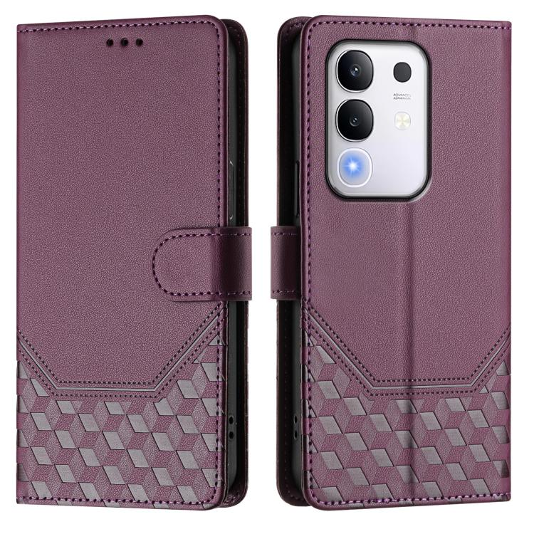 For vivo Y29 4G Global Honeycomb Embossing RFID Leather Phone Case