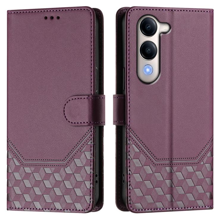 For vivo Y29s 5G / Y04 4G Global Honeycomb Embossing RFID Leather Phone Case
