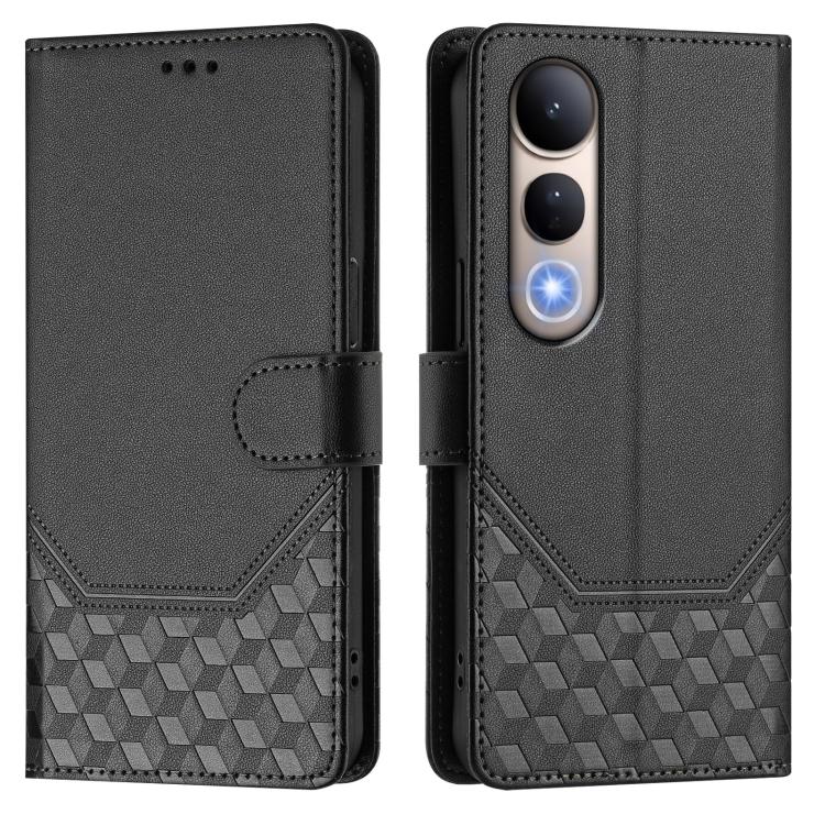 For vivo V50 Lite 5G Honeycomb Embossing RFID Leather Phone Case