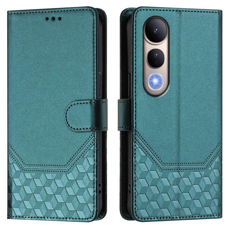 For vivo V50 Lite 5G Honeycomb Embossing RFID Leather Phone Case