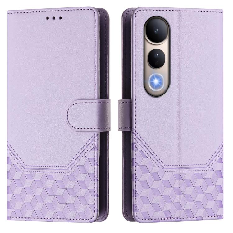 For vivo V50 Lite 5G Honeycomb Embossing RFID Leather Phone Case