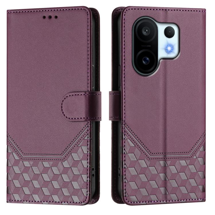 For vivo S30 Pro mini Honeycomb Embossing RFID Leather Phone Case