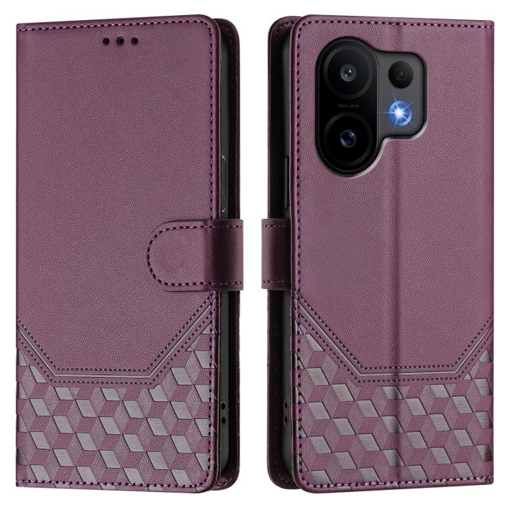 For vivo S30 Honeycomb Embossing RFID Leather Phone Case