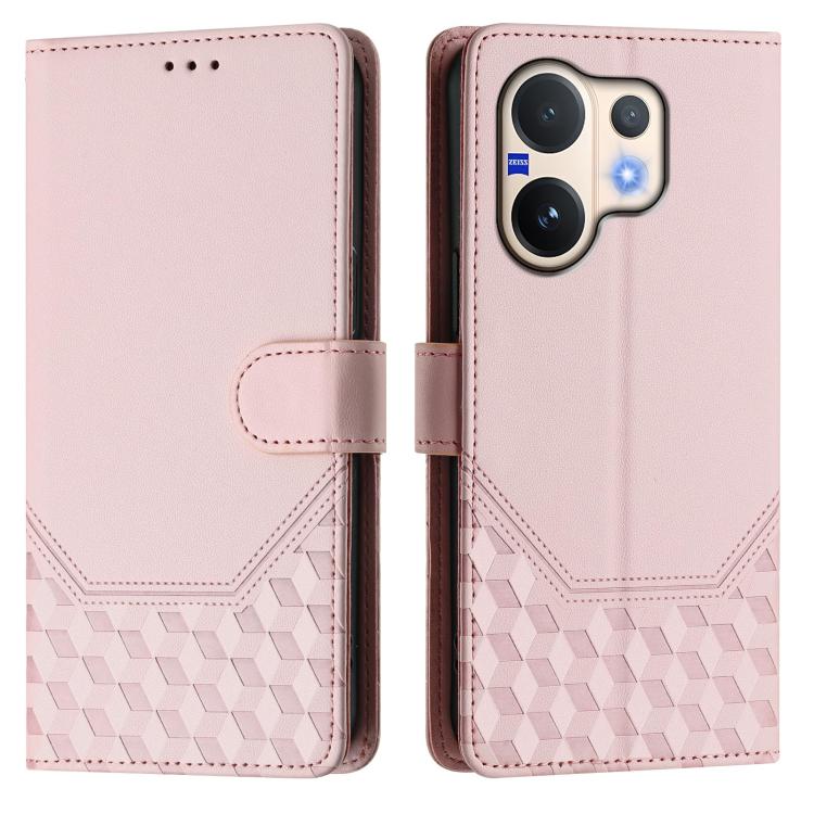For vivo V60 5G Global Honeycomb Embossing RFID Leather Phone Case
