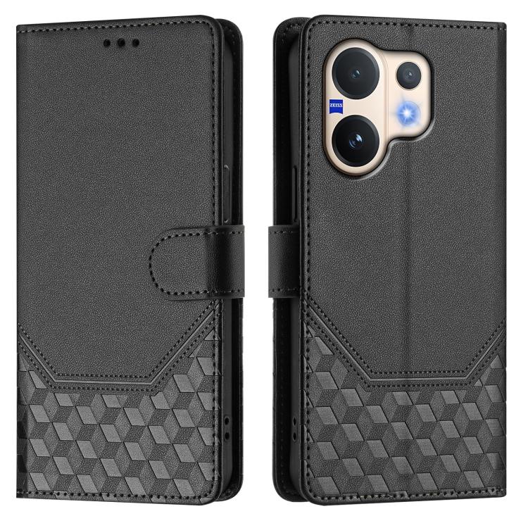 For vivo V60 5G Global Honeycomb Embossing RFID Leather Phone Case