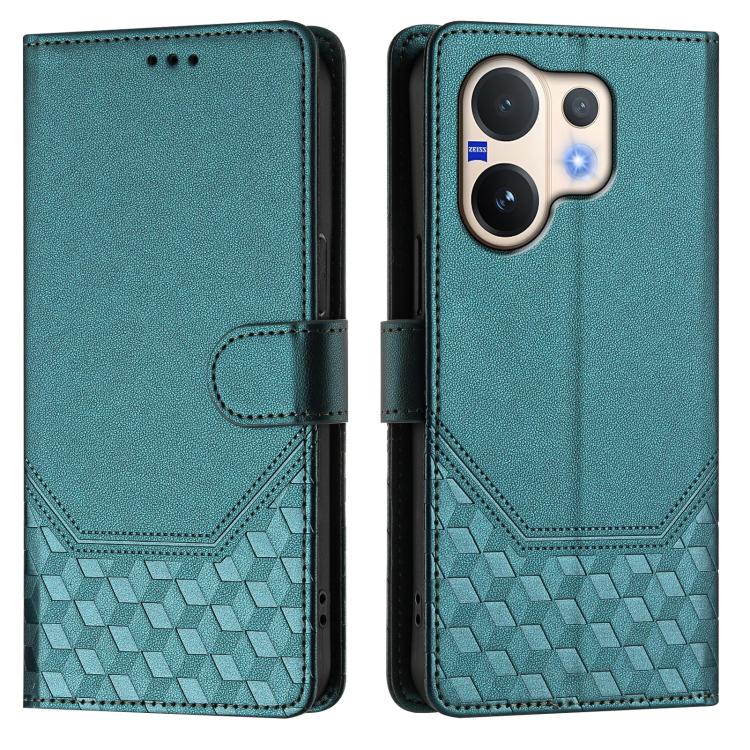 For vivo V60 5G Global Honeycomb Embossing RFID Leather Phone Case