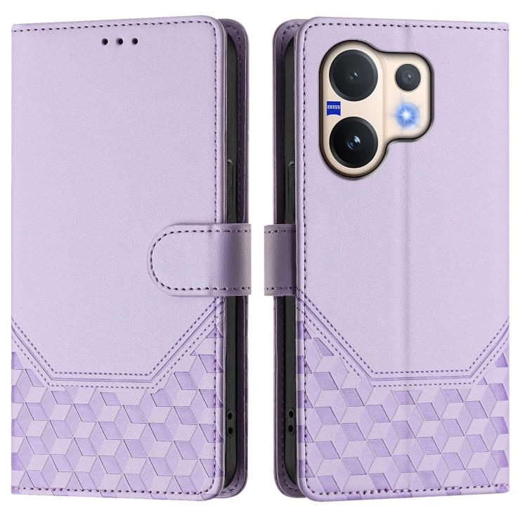 For vivo V60 5G Global Honeycomb Embossing RFID Leather Phone Case