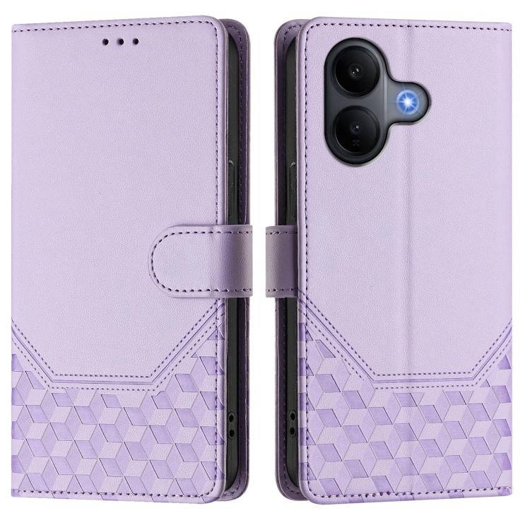 For vivo V60 Lite 5G Global Honeycomb Embossing RFID Leather Phone Case