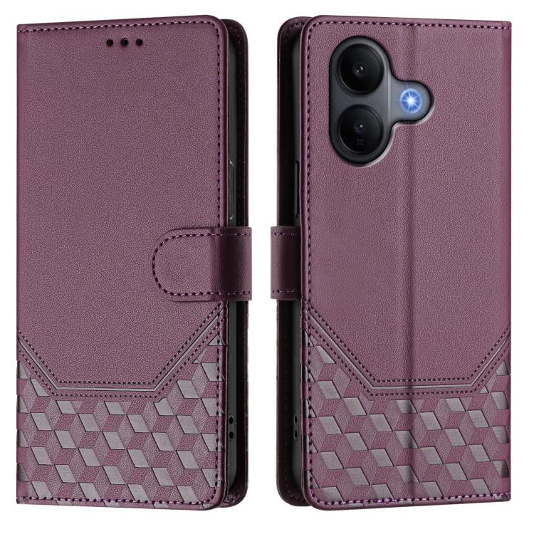 For vivo V60 Lite 5G Global Honeycomb Embossing RFID Leather Phone Case