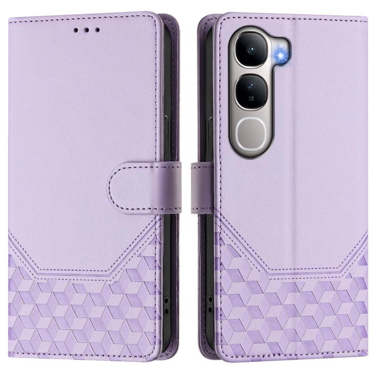 For vivo Y31 5G Global Honeycomb Embossing RFID Leather Phone Case