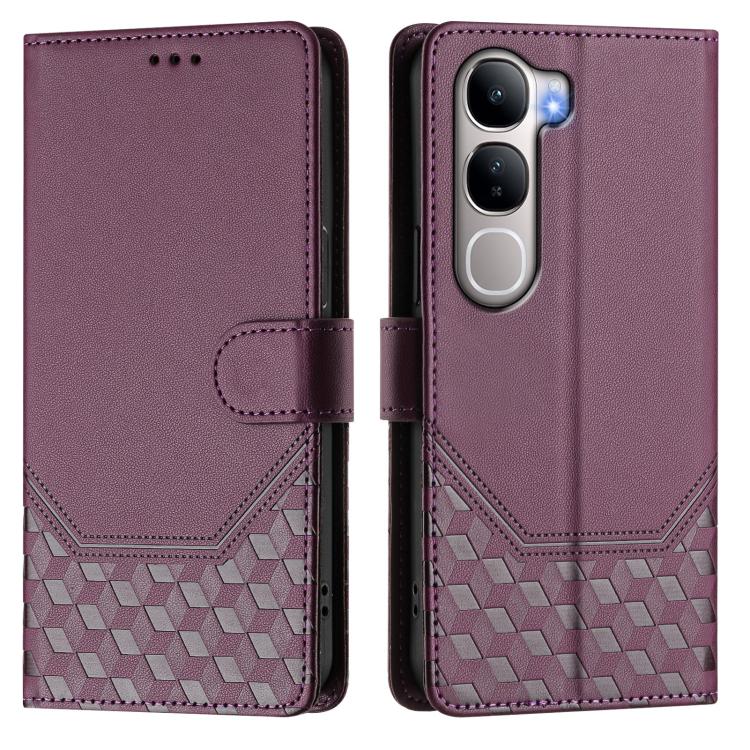 For vivo Y31 5G Global Honeycomb Embossing RFID Leather Phone Case