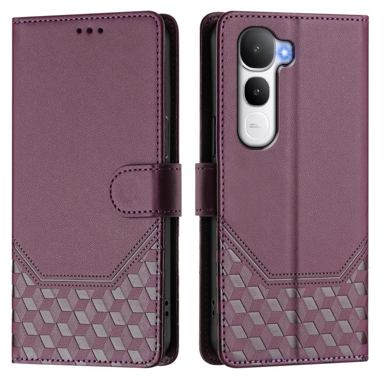 For vivo Y400 4G Honeycomb Embossing RFID Leather Phone Case