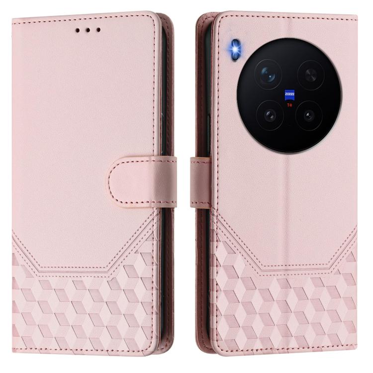 For vivo X300 5G Honeycomb Embossing RFID Leather Phone Case