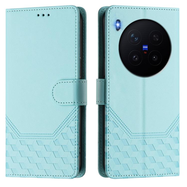 For vivo X300 Pro 5G Honeycomb Embossing RFID Leather Phone Case