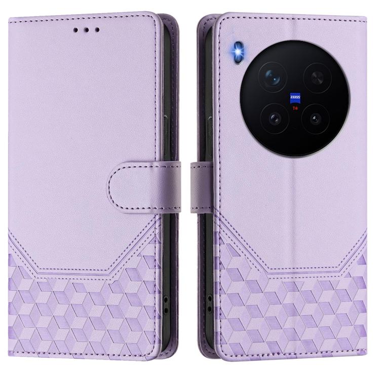 For vivo X300 Pro 5G Honeycomb Embossing RFID Leather Phone Case