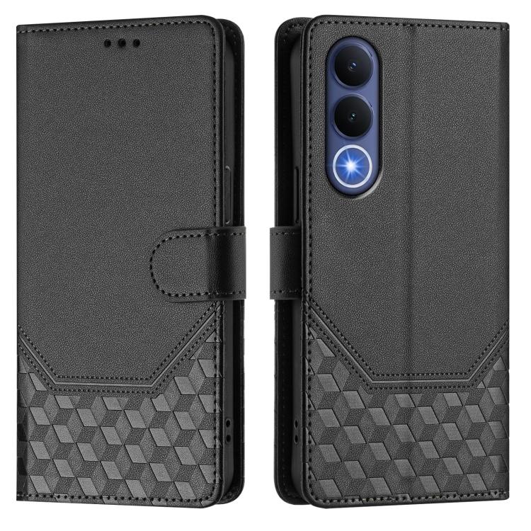 For vivo V70 FE 5G Honeycomb Embossing RFID Leather Phone Case