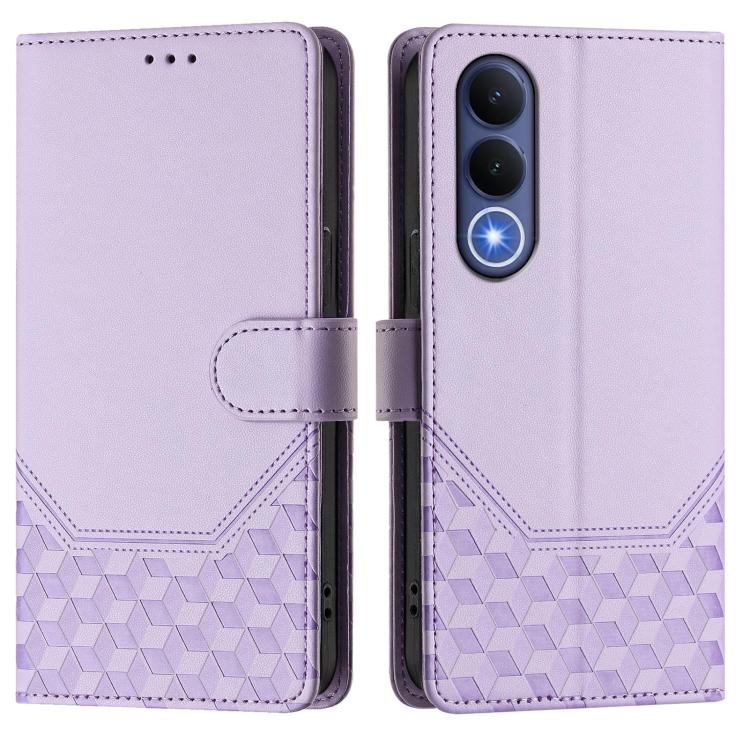 For vivo V70 FE 5G Honeycomb Embossing RFID Leather Phone Case